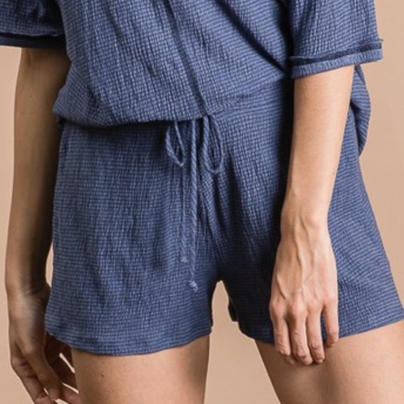 Bucket list Pants - 🎉Faded Navy Textured Soft Shorts